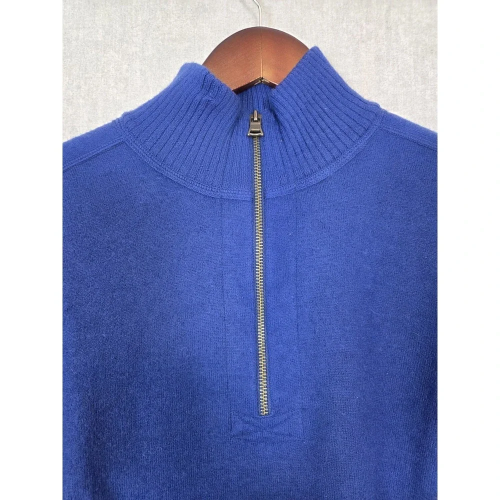 Banana Republic Men's XL Sweater 1/4 Zip 100% Wool Royal Blue Mock Neck Soft Dad